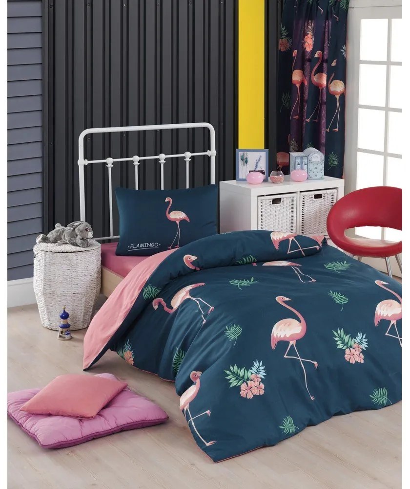 Sötétkék-rózsaszín egyszemélyes gyerek ágyneműhuzat 140x200 cm Big Filamin – Mijolnir