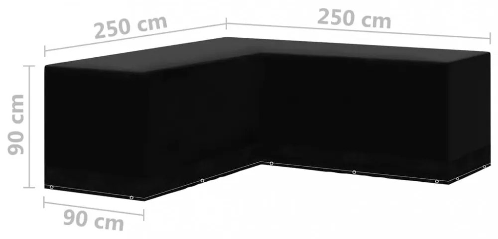 2 db L-alakú kerti bútor huzat 12 fűzőlyukkal 250 x 250 x 90 cm