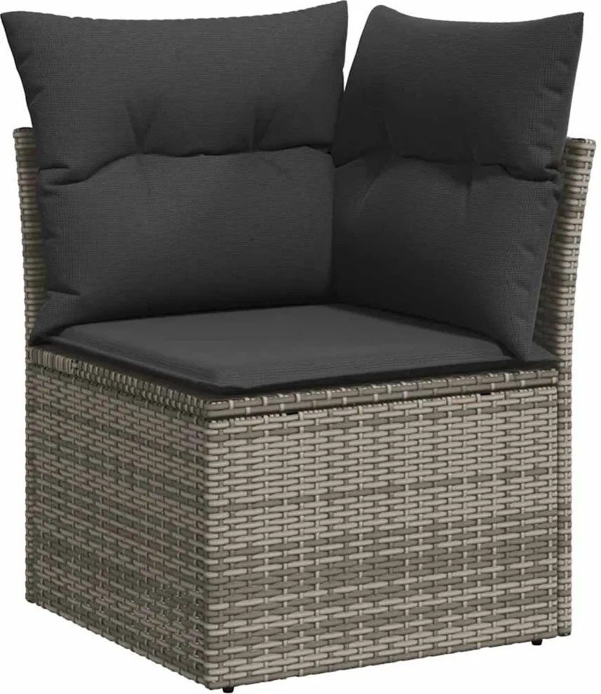 vidaXL szürke polyrattan kerti sarokkanapé párnával