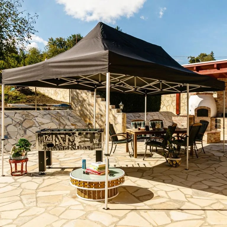 INSTENT PRO Kerti pavilon Fekete 3 x 6 m + 4 oldalfal