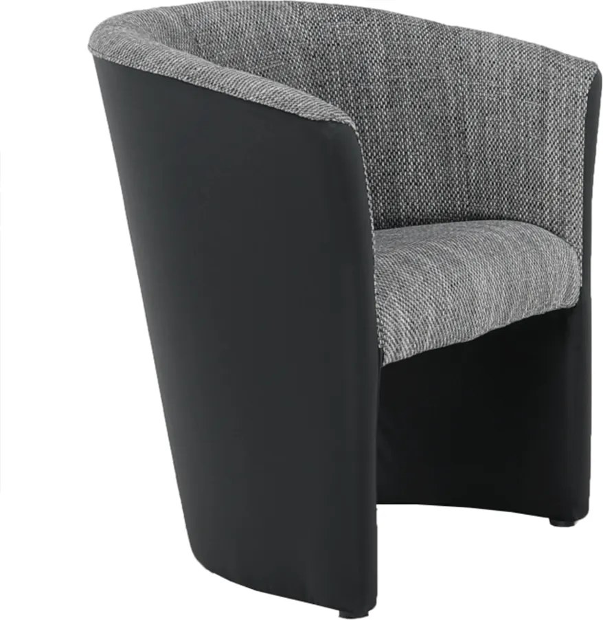 Klub fotel, fekete textilbőr/ szürke szövet, CUBA