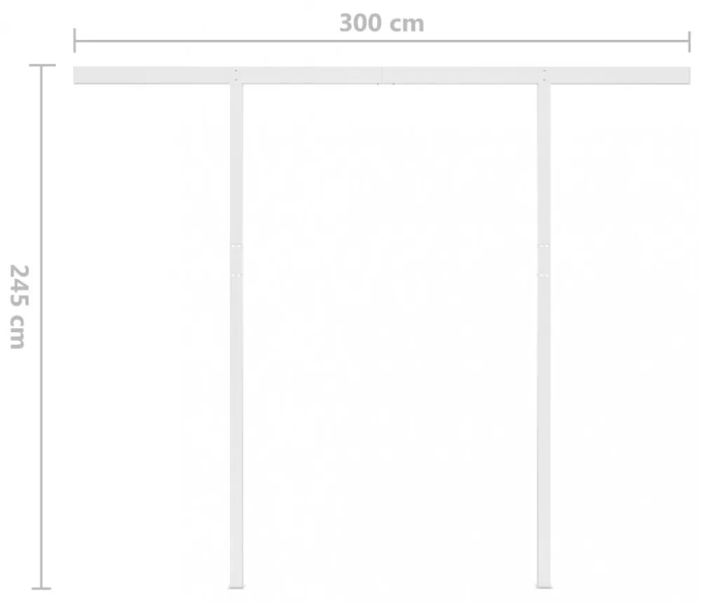 antracitszürke kézzel kihúzható LED-es napellenző 3 x 2,5 m