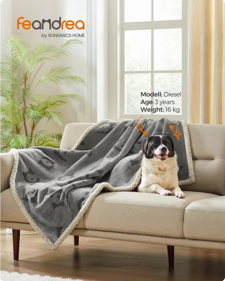 Vízálló kutyatakaró kis- és közepes kutyáknak, mosógépben mosható, szürke