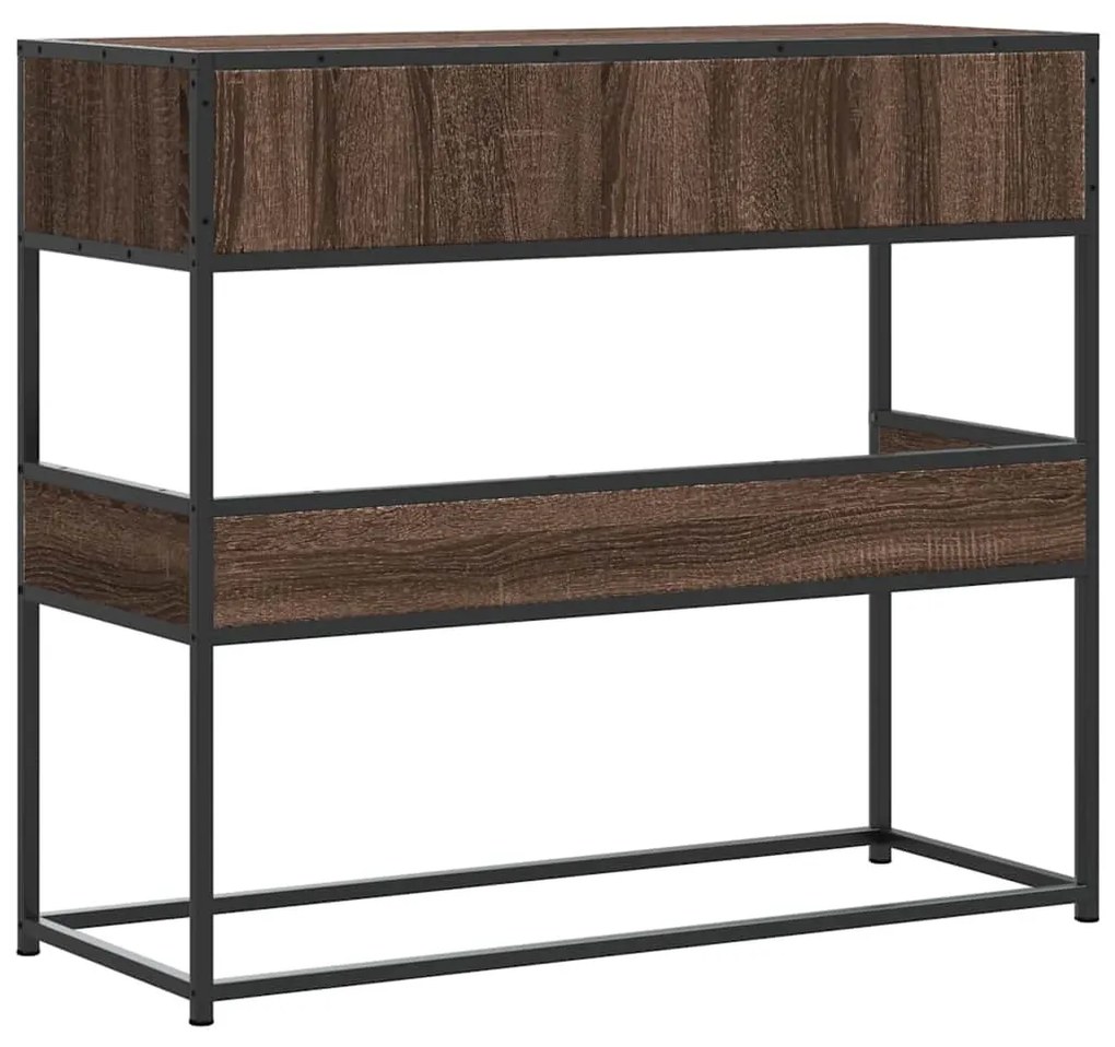 barna tölgyszínű szerelt fa tálalóasztal 90x35x80 cm