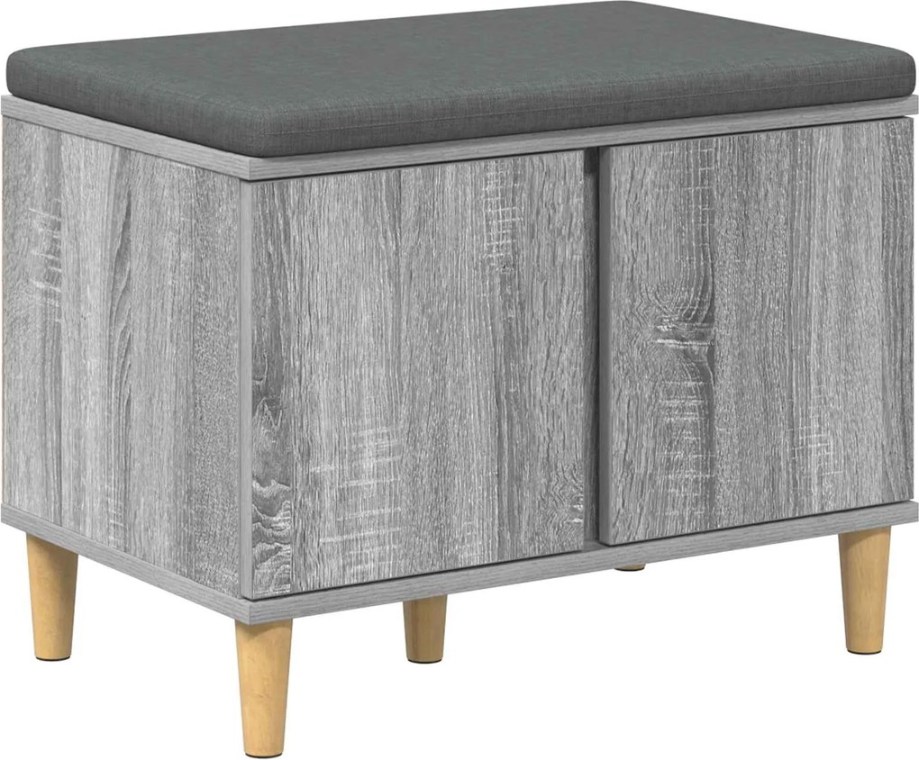 vidaXL Előtér pad Szürke Sonoma 60 x 38 x 46 cm Műanyag Fa és Szövet