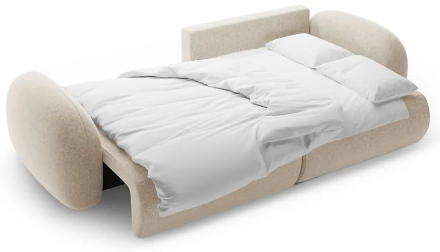 Bézs zsenília kinyitható-tárolóhelyes sarokkanapé Tonale – Cosmopolitan Design