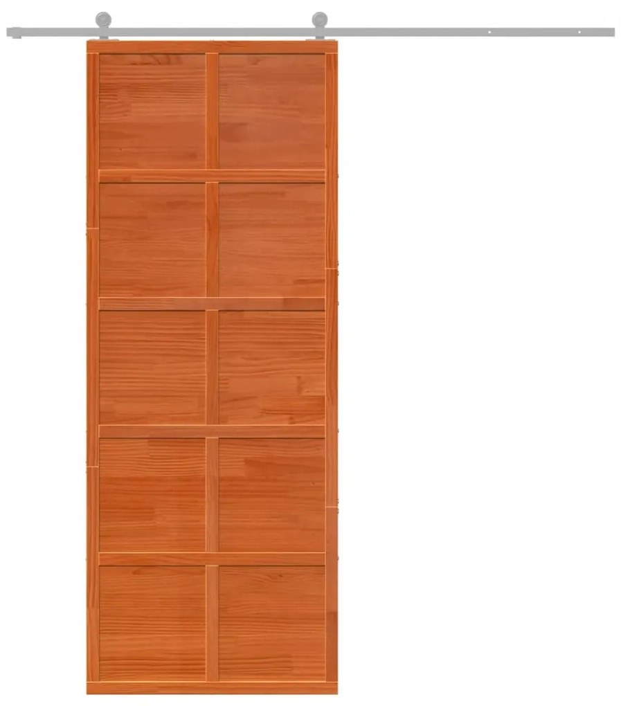 Viaszbarna tömör fenyőfa istálló stílusú ajtó 80x208 cm