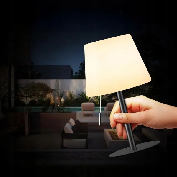 LED fényerőszabályozható napelemes lámpa LED/2W/5V USB 1200 mAh IP44 fehér/fekete