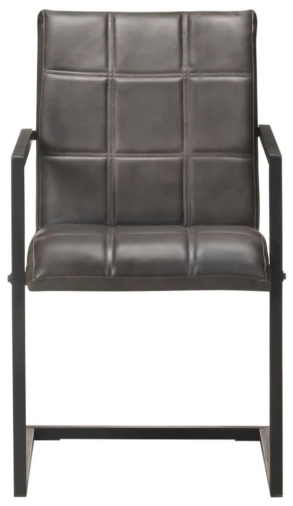 6 db szürke valódi bőr szánkótalpas étkezőszék