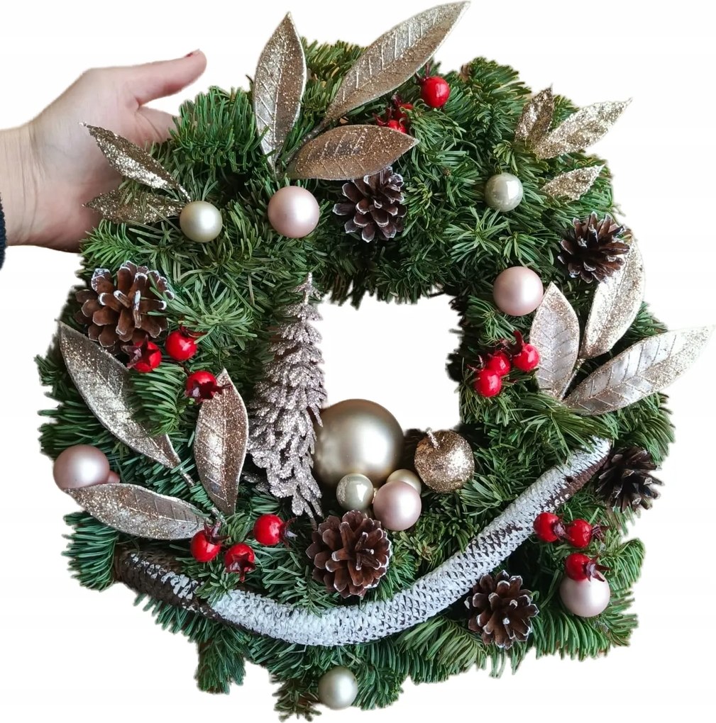 Karácsonyi koszorú Ajtóra Élő fenyő Nobilis 45 cm