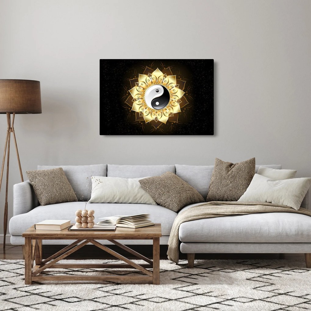 Kép - arany yin-yang (90x60 cm)