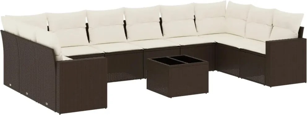 vidaXL 11 részes barna polyrattan kerti ülőgarnitúra párnákkal