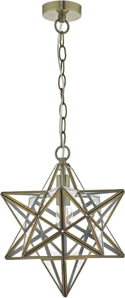 DAR LIGHTING ILA8675 ILARIO Klasszikus Függesztett Lámpa Antik Sárgaréz, Átlátszó E27 IP20