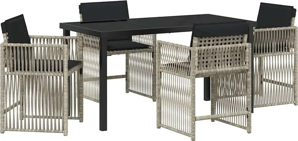 vidaXL Kert étkező szett 5 pcs Világosszürke polirattan