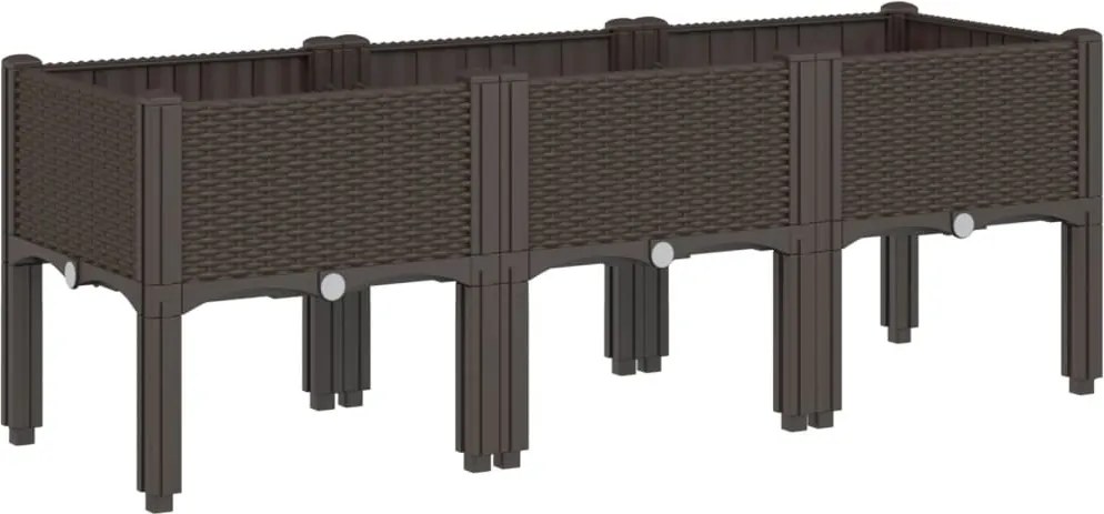 vidaXL barna PP rácsos kerti ültetőláda 120 x 40 x 42 cm
