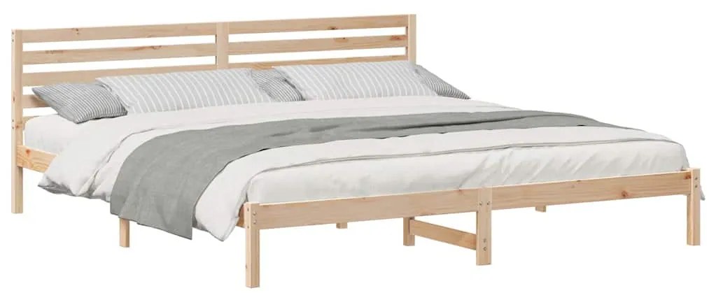 Ágykeret fejtámlával Barna 200 x 210 cm Tömör fenyőfa