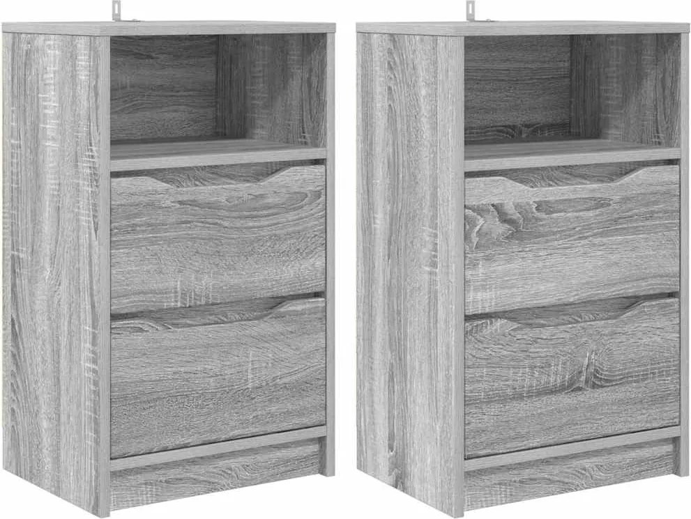 vidaXL Éjjeliszekrények 2 pcs Szürke Sonoma 40 x 30 x 467 cm Faanyag