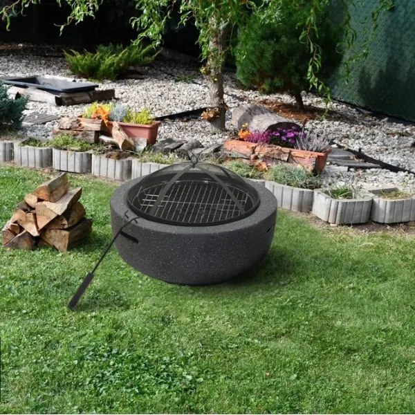 Hordozható fa tábortűz rostéllyal antracit