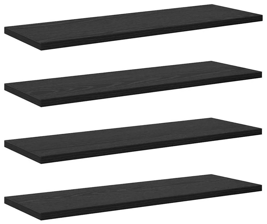 Polcos könyvespolc 4 pcs Fekete 60 x 20 x 1.5 cm Faanyag