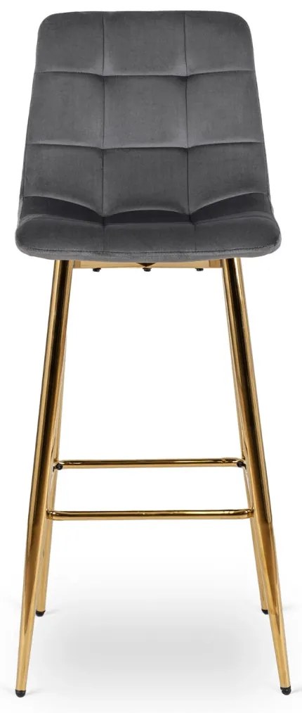 Szürke Bársony Bárszék Aranyszínű Lábbal. ARIEL