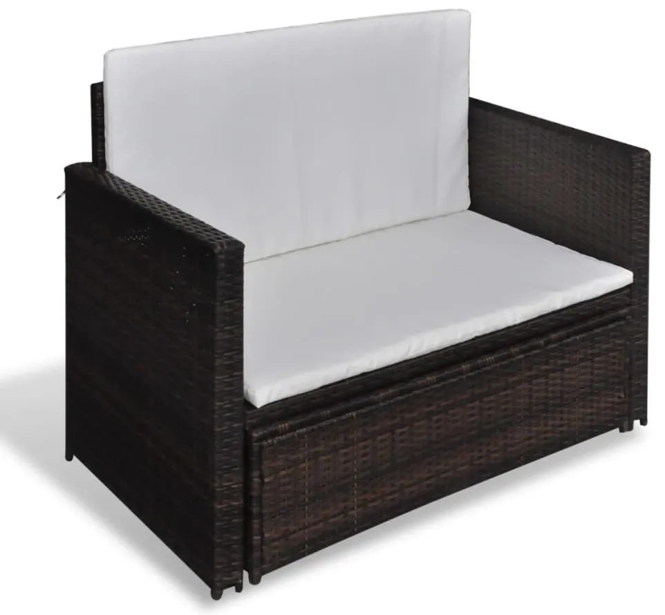 Barna kerti polyrattan kanapé