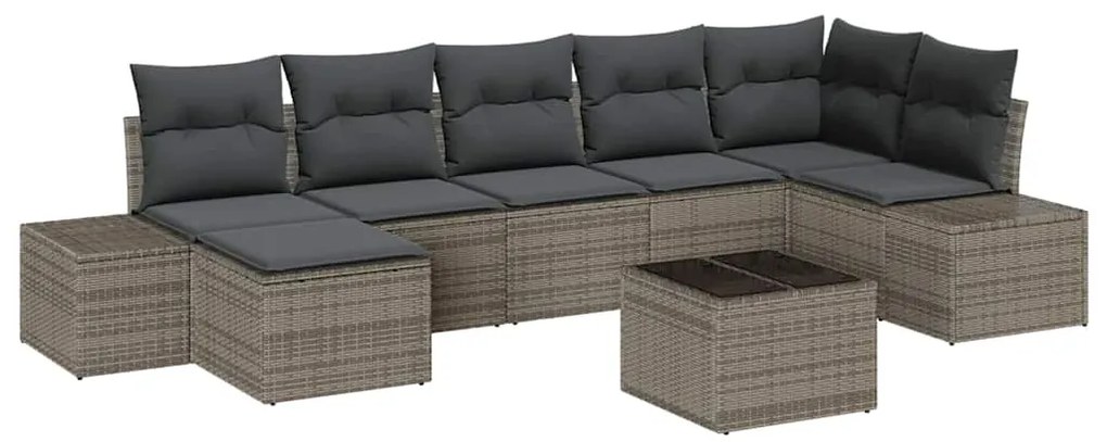 vidaXL Kerti Kanapé Szett párnával 8 pcs Szürke polirattan