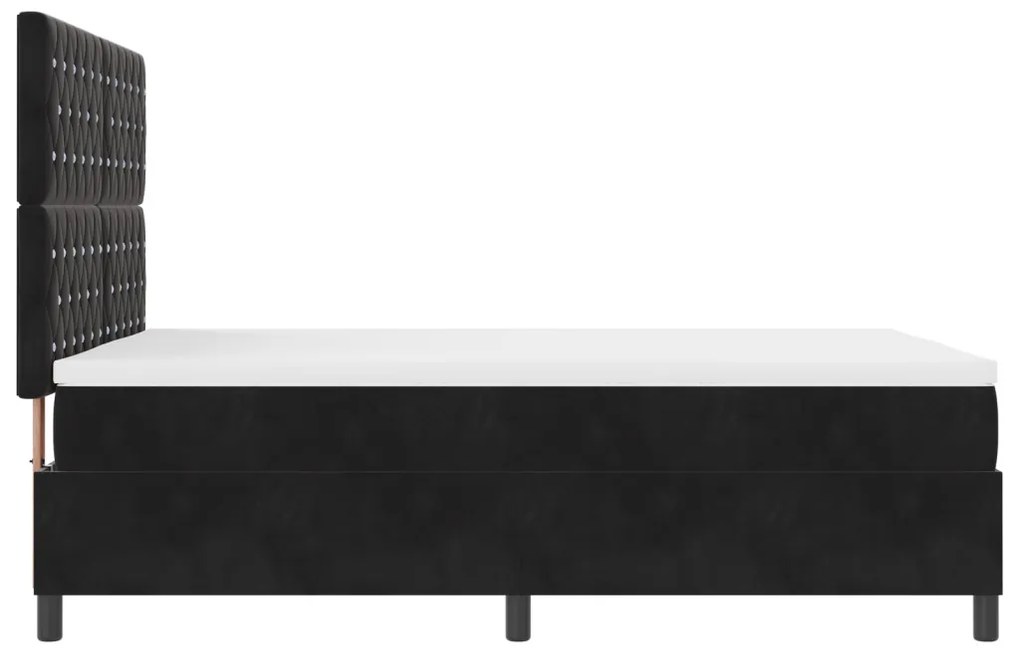 Boxspring Ágy Matraccal &amp; LED Fekete 140x200 cm Bársony