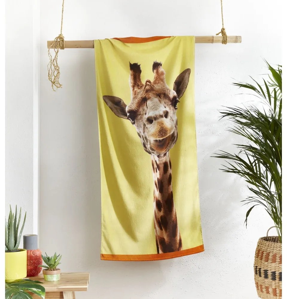 Sárga pamut strandtörölköző 76x160 cm Giraffe – Catherine Lansfield