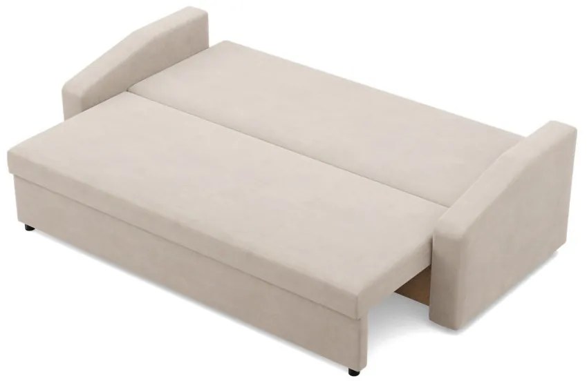 Zeus kanapéágy, bársony, hab töltet, döntött kartámasz, bézs