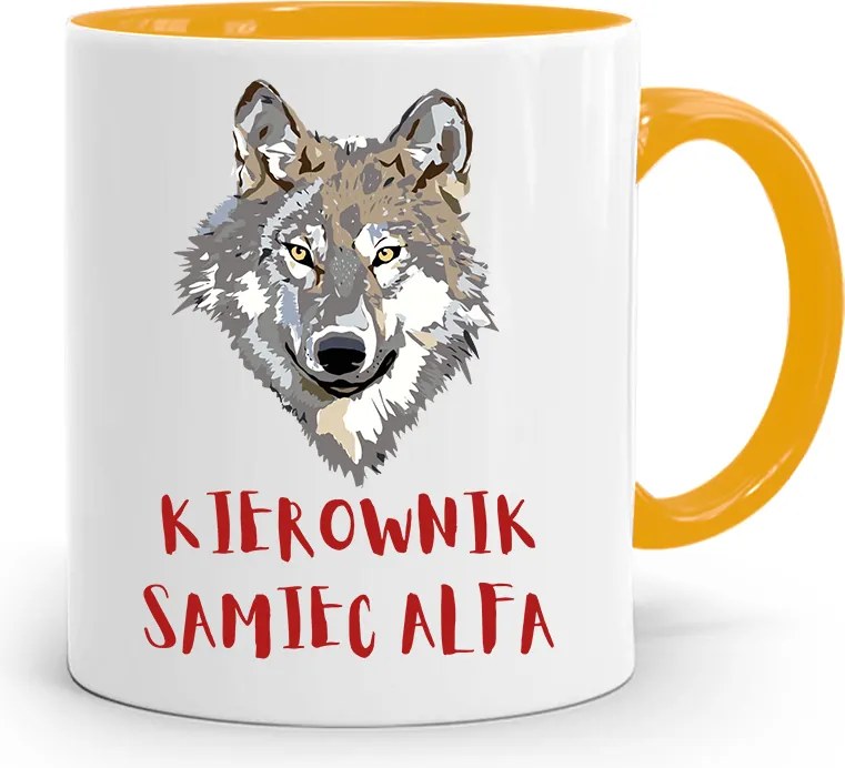 Sárga Bögre Vezetőnek Alfa Hím Vezetőnek fényképes nyomtatással