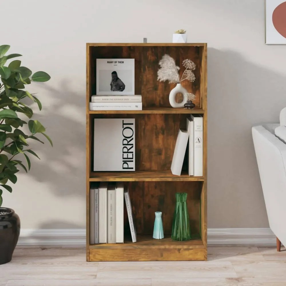 füstös tölgy színű szerelt fa könyvszekrény 60 x 24 x 109 cm