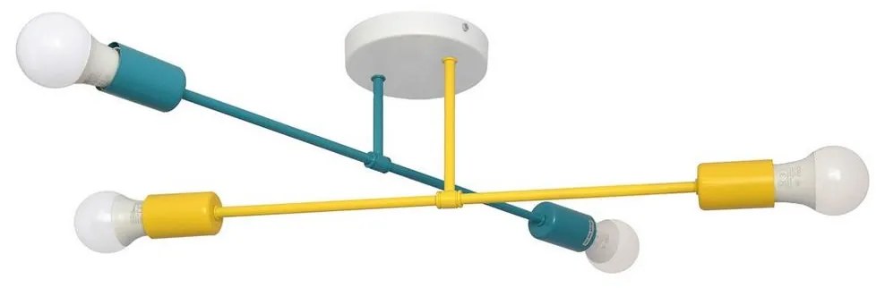 Felületre szerelhető csillár CAMBRIDGE 4xE27/20W/230V kék/sárga