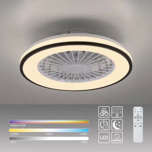 JUST LIGHT. 14447-18 - LENO LED RGBW mennyezeti ventilátor 44W/230V + DO
