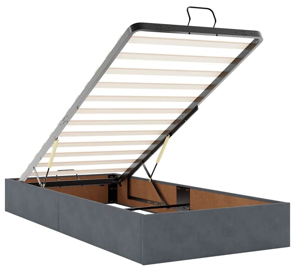 Ottomán ágykeret matrac nélkül Sötétszürke 90x190 cm Velvet