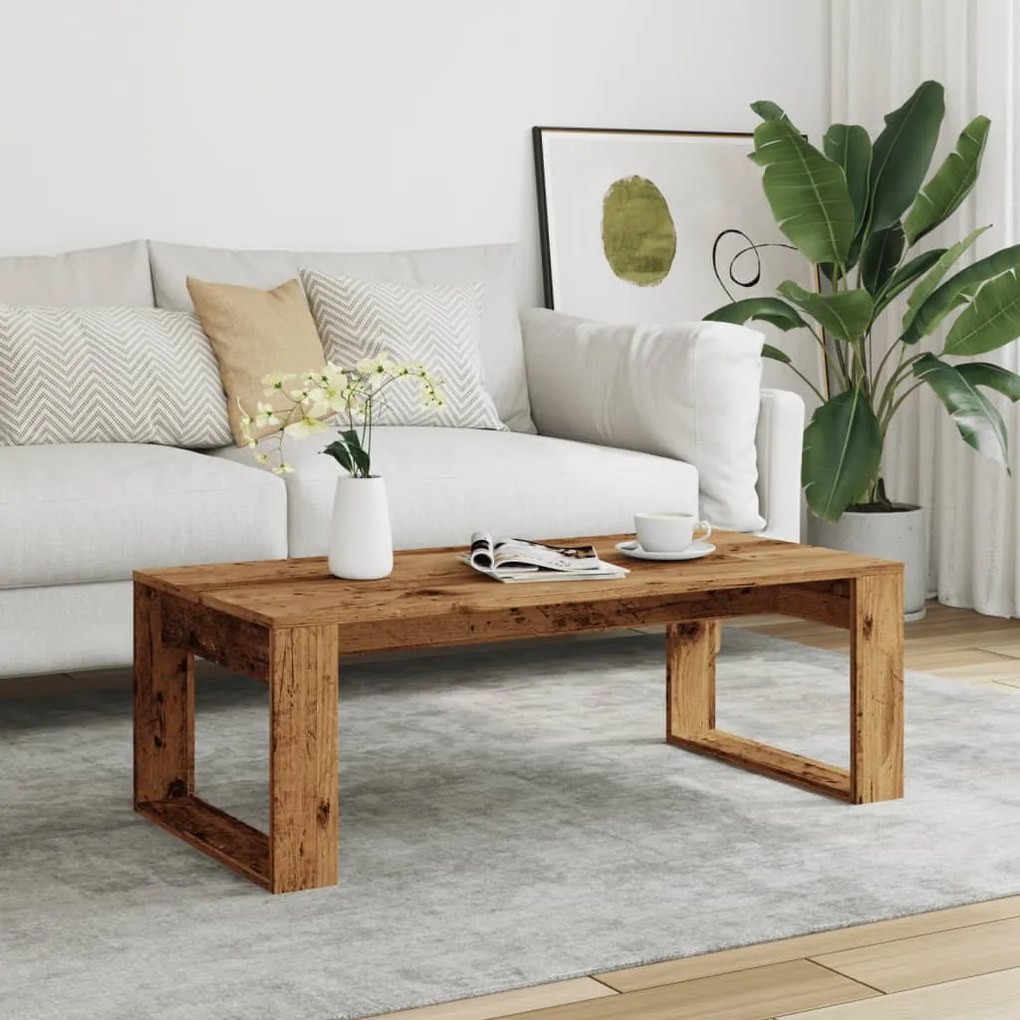 antik fa színű szerelt fa dohányzóasztal 102 x 50 x 35 cm
