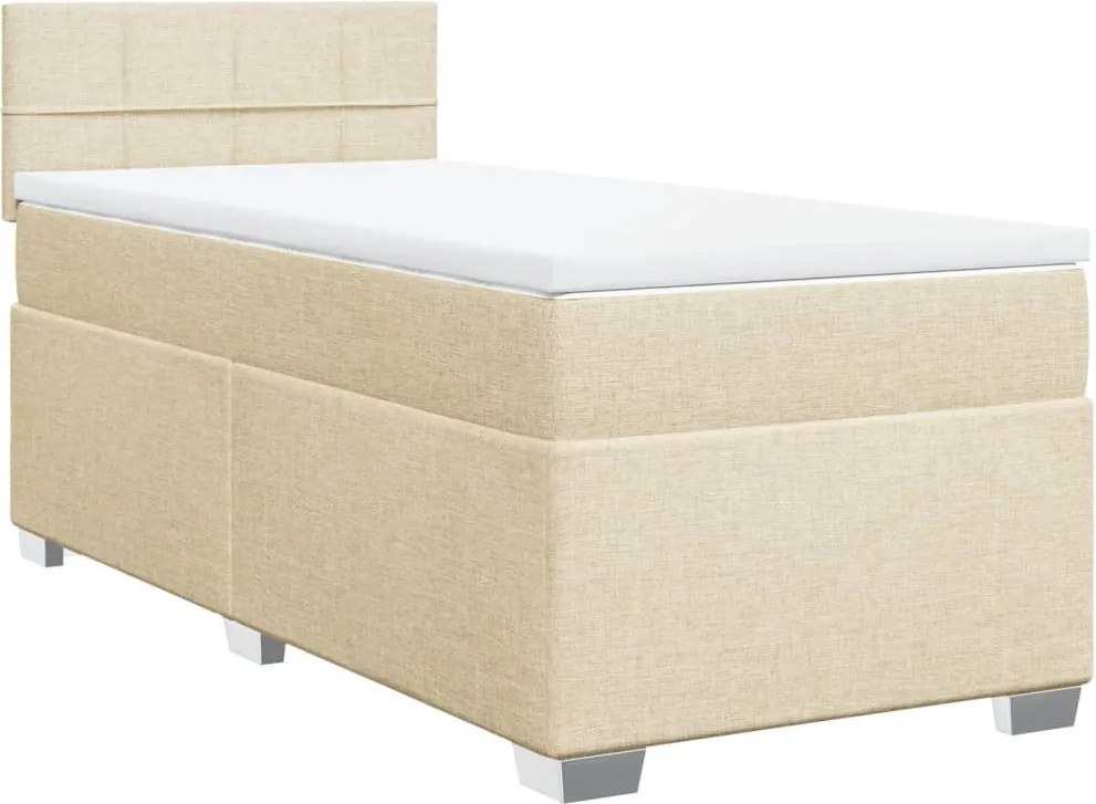 vidaXL krémszínű szövet rugós ágy matraccal 90 x 200 cm