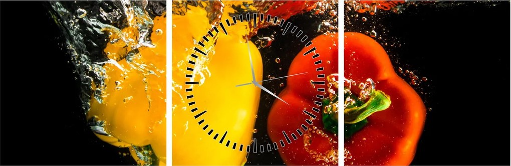 Kép - paprika a vízben (órával) (90x30 cm)