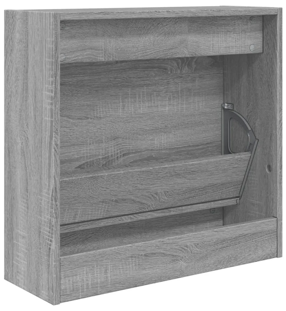 szürke sonoma színű szerelt fa cipőszekrény 60 x 21 x 57 cm