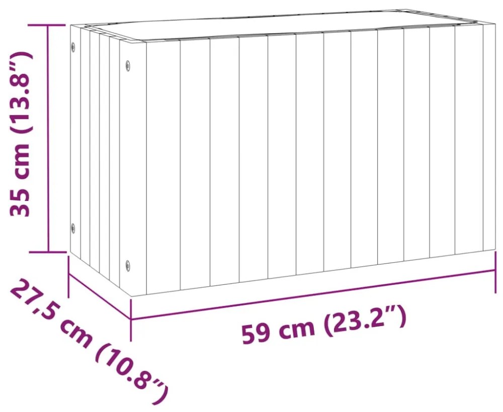 tömör akácfa kerti virágtartó 59x27,5x35 cm