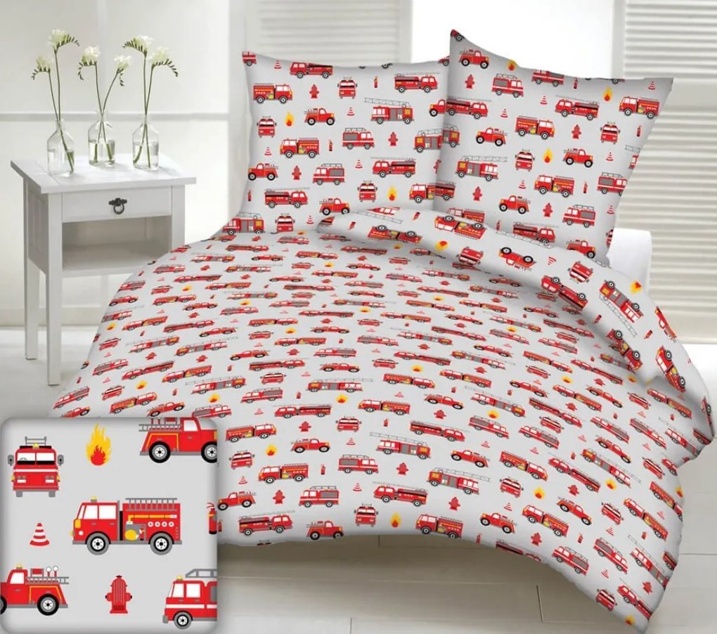 Pamut lepedők Tűzoltók TiaHome - Detský set 130x90cm + 65x45cm