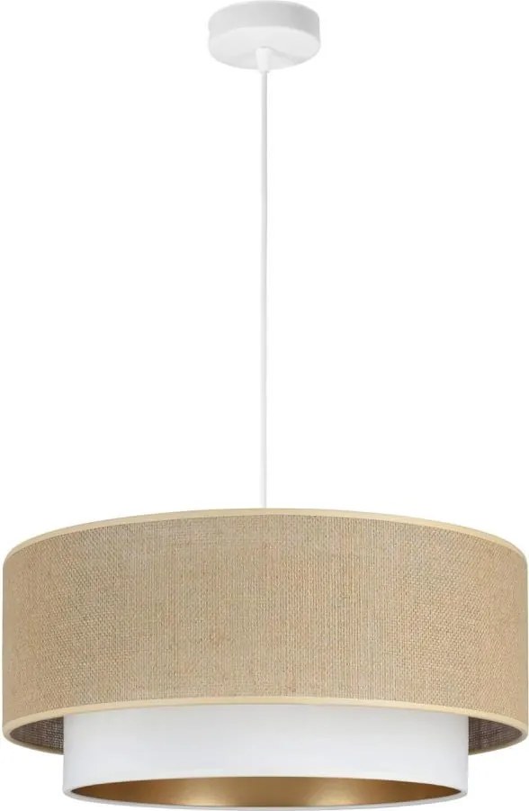 Zsinóros csillár SARTA 1xE27/60W/230V átm. 45 cm fehér/juta