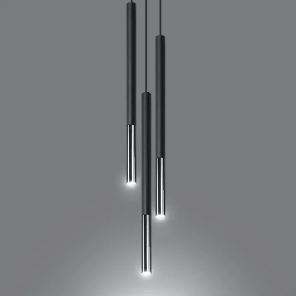 Sollux SL.0887 - Csillár zsinóron MOSAIC 3xG9/12W/230V fekete/króm