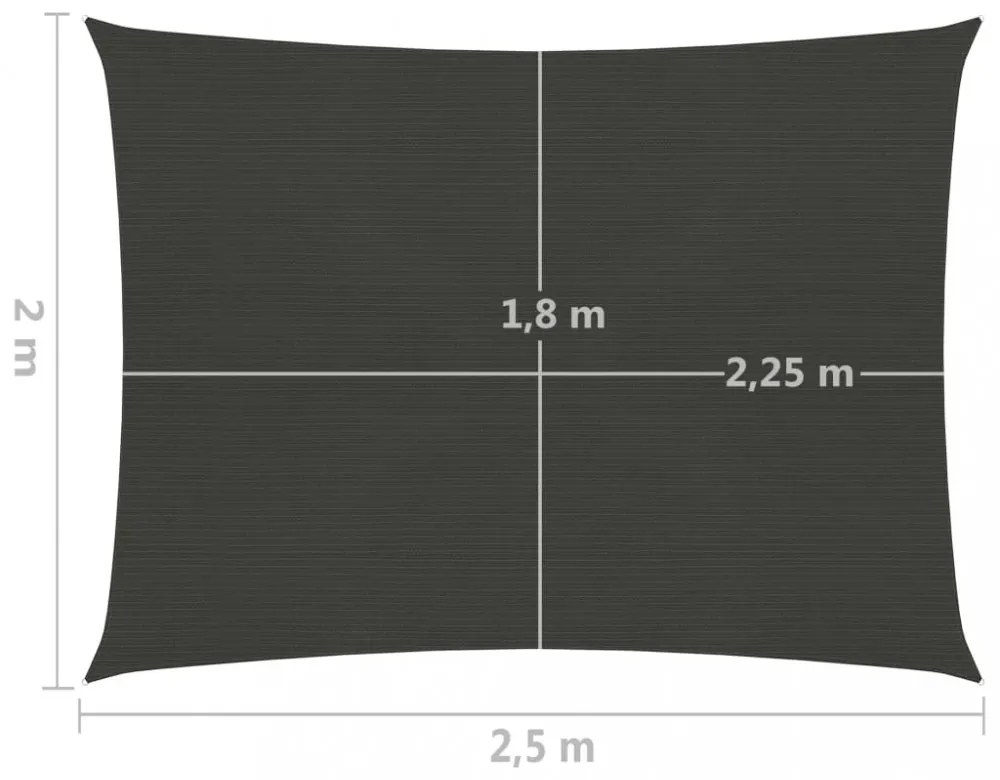 antracitszürke HDPE napvitorla 160 g/m² 2 x 2,5 m