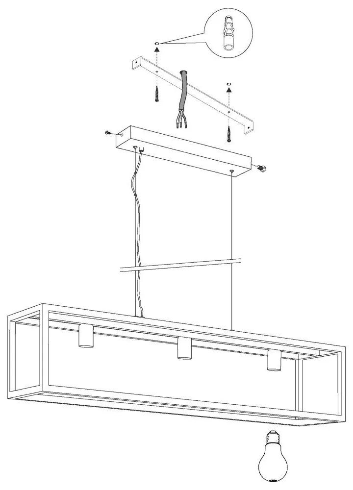 Eglo ELSWICK 49564 függeszték, 3x60W E27
