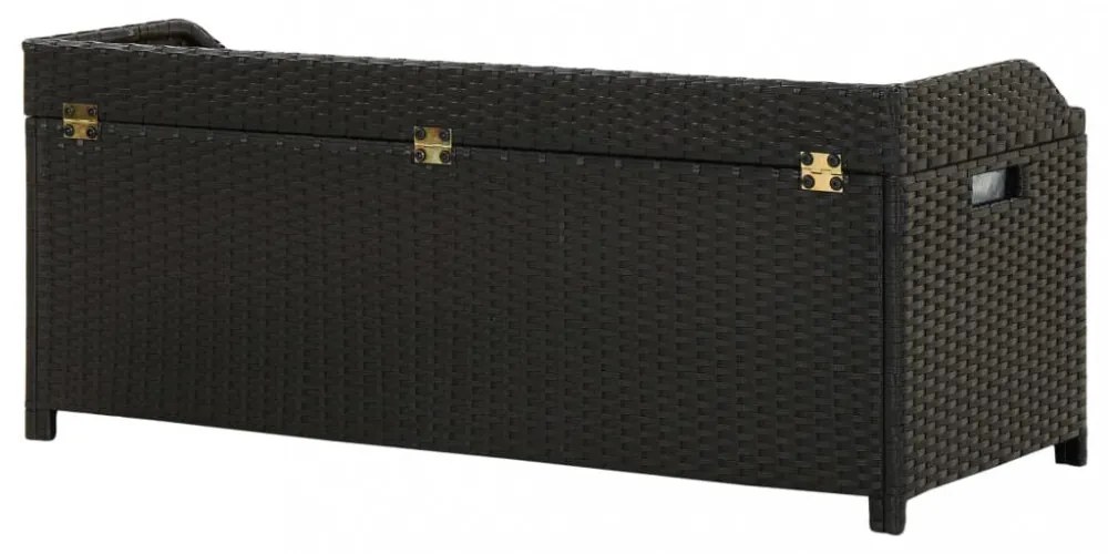 fekete polyrattan kerti tárolópad 120 cm