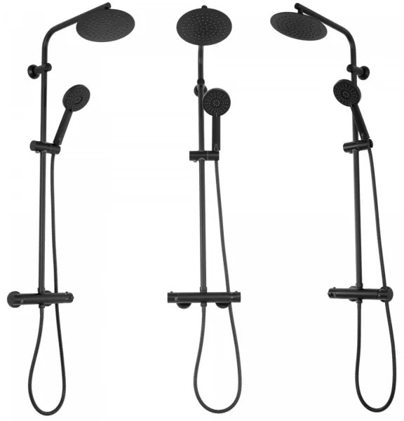 REA-P8804 - BLISS zuhanykészlet termosztátos csapteleppel, matt fekete