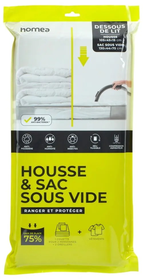 Vákuumos műanyag ágy alatti tárolódoboz 105x45x15 cm – Homéa