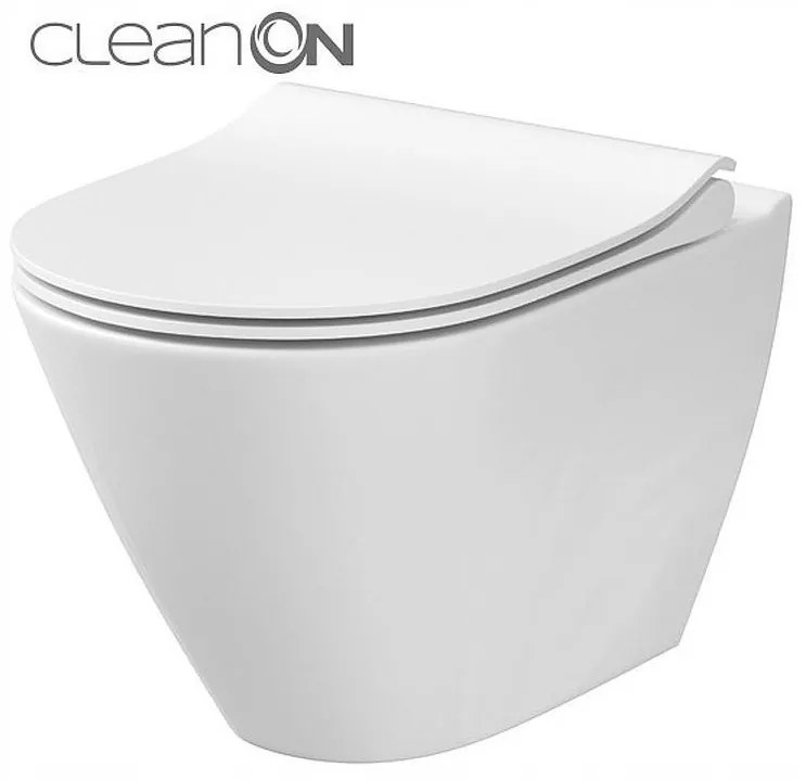 Cersanit City Oval CleaOn, függő WC csésze ülőke nélkül, fehér, K35-025