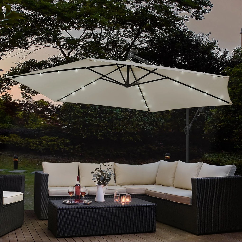 Juskys LED napernyő Brazília 350 cm - krém