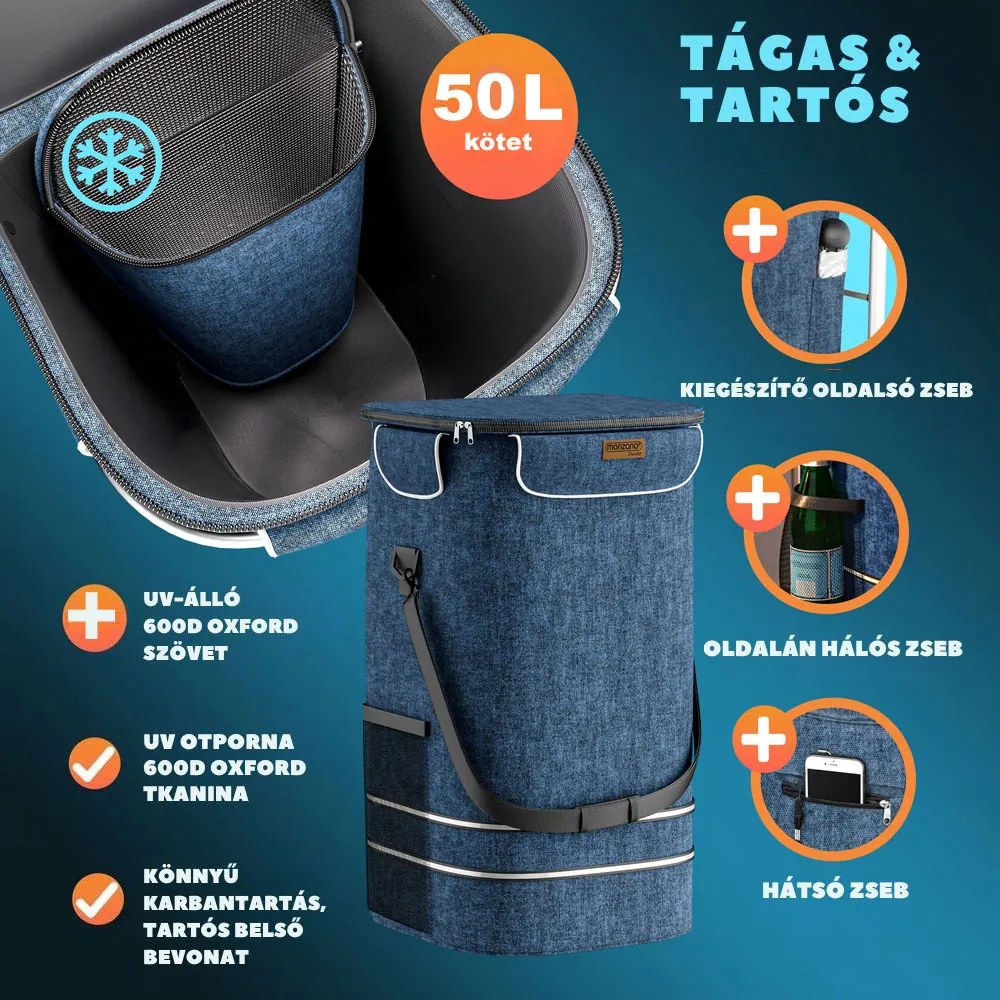 COMFORT bevásárlótáska lépcsőjáró kerekekkel, 50l, kék Monzana